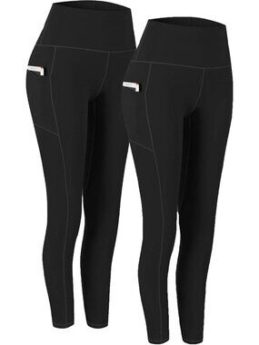 High Waist Yoga Pants with Pockets - 2 Pack Women's Workout Leggings